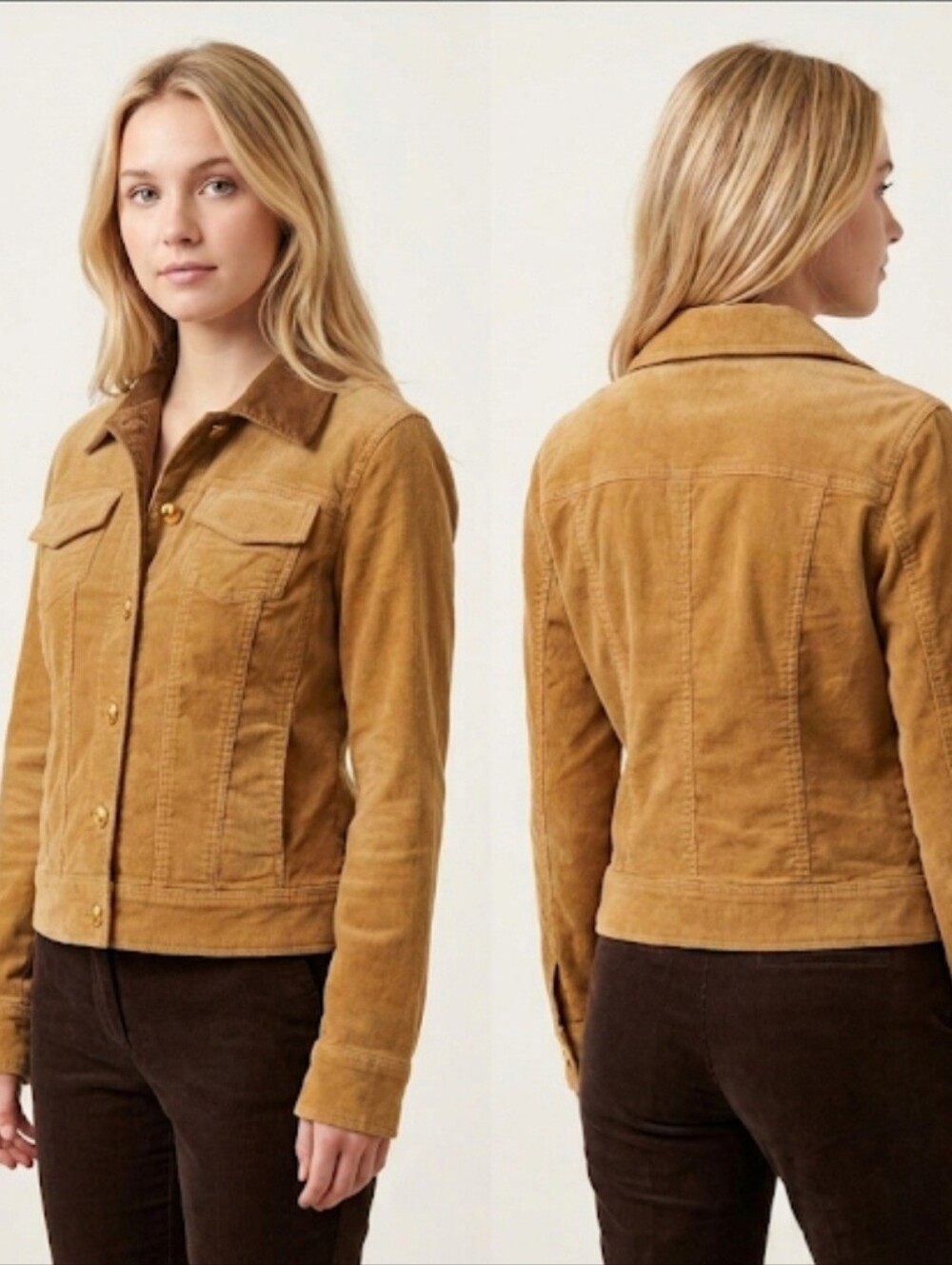 A.M.I. light brown corduroy cropped jacket Small